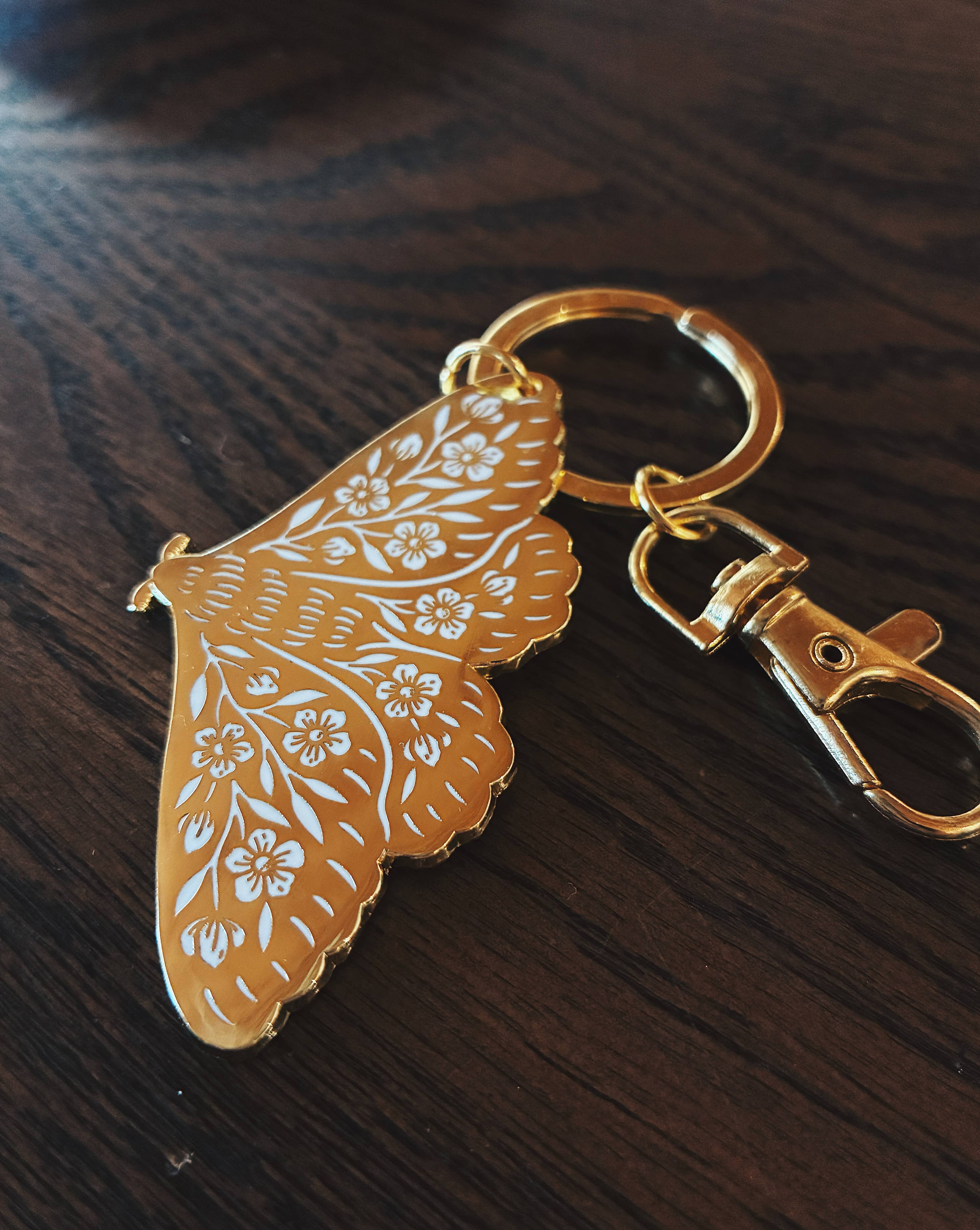 Floral Moth Keychain