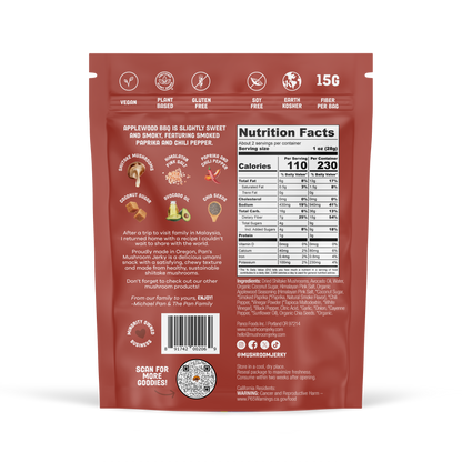 Red snack package with nutrition facts label on a white background