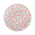Round bamboo plate with red and blue floral pattern on a white background