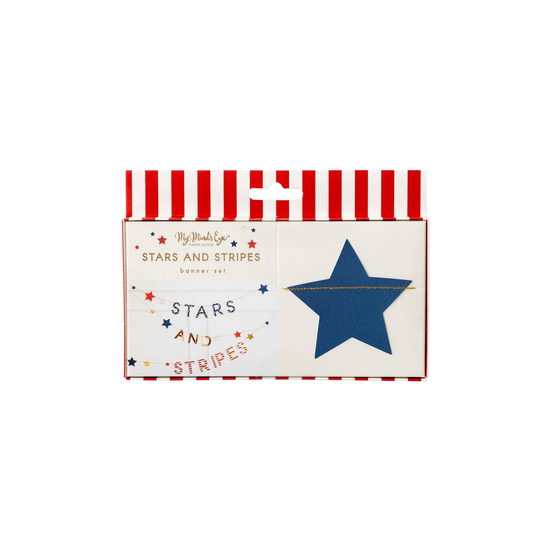 Stars and Stripes banner set with red and white striped box on a white background