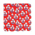 Floral patterned paper napkin with white flowers on a red background