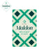 Maldon Sea Salt Flakes packaging with geometric design on a white background