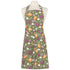 Green apron with vegetable pattern on a mannequin against a white background