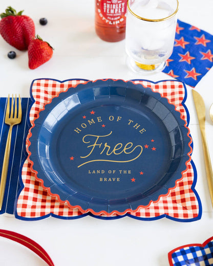 Blue plate with &