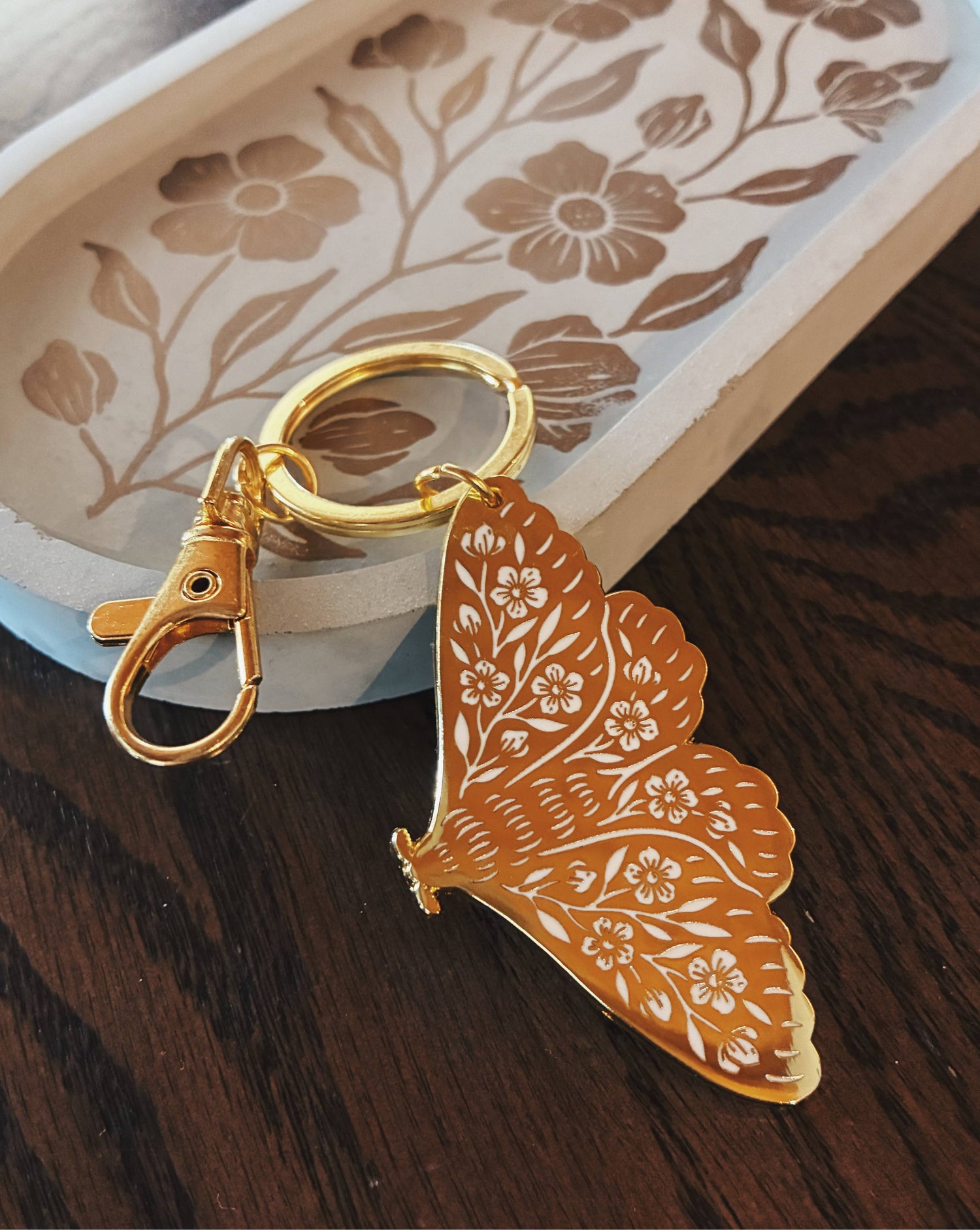 Floral Moth Keychain
