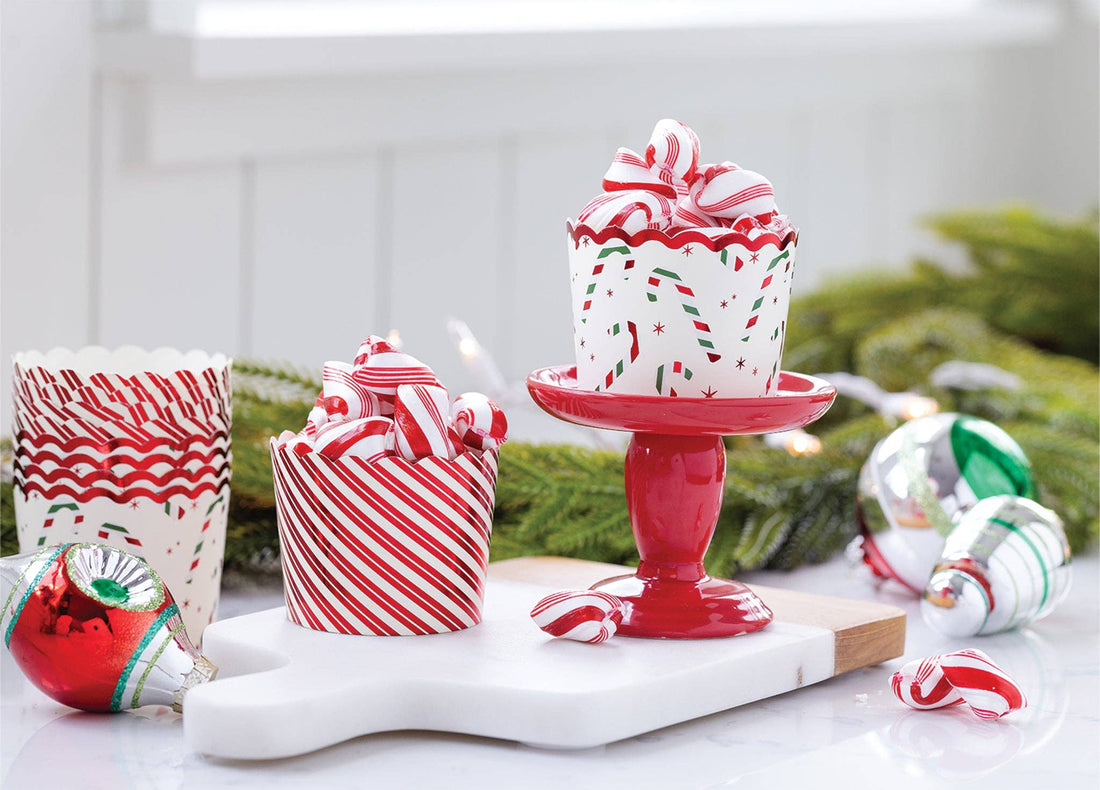 Red Foil Candy Stripes Baking Cups