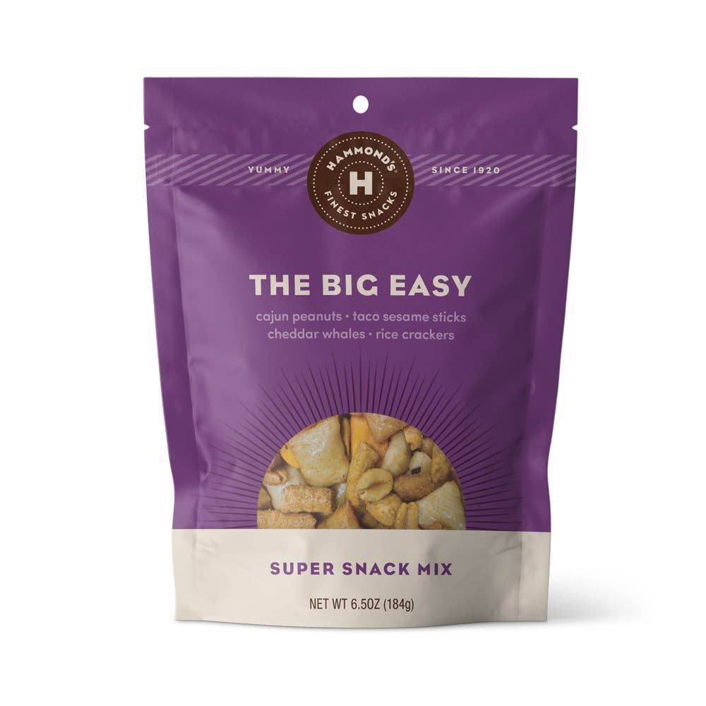 Purple snack mix package with brand logo and product name on a white background