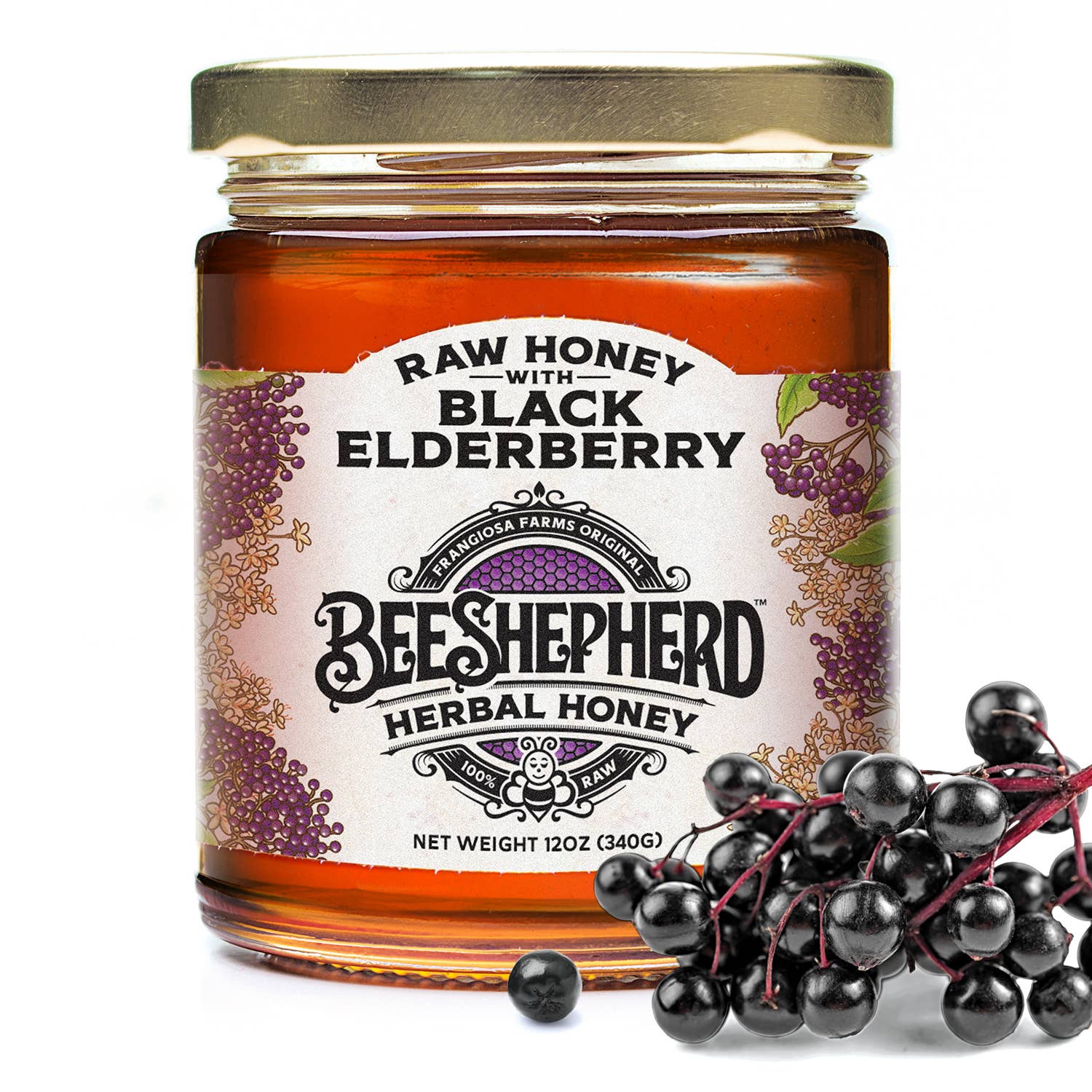 Bee Shepherd Raw Honey with Black Elderberry