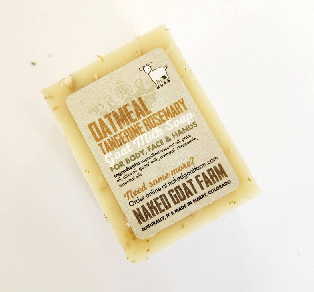 Bar of soap with a label on a white background