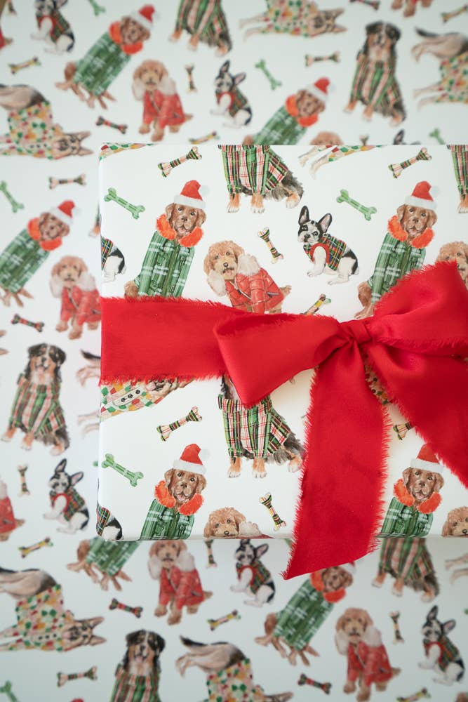 Gift Wrap Roll - Plaid Holiday Paws Dog