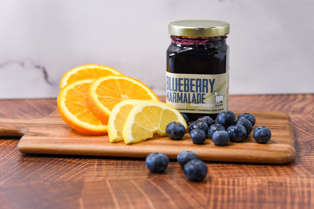 Naked Goat Farm Blueberry Marmalade Jam with Fresh Blueberries, Oranges, and Lemons