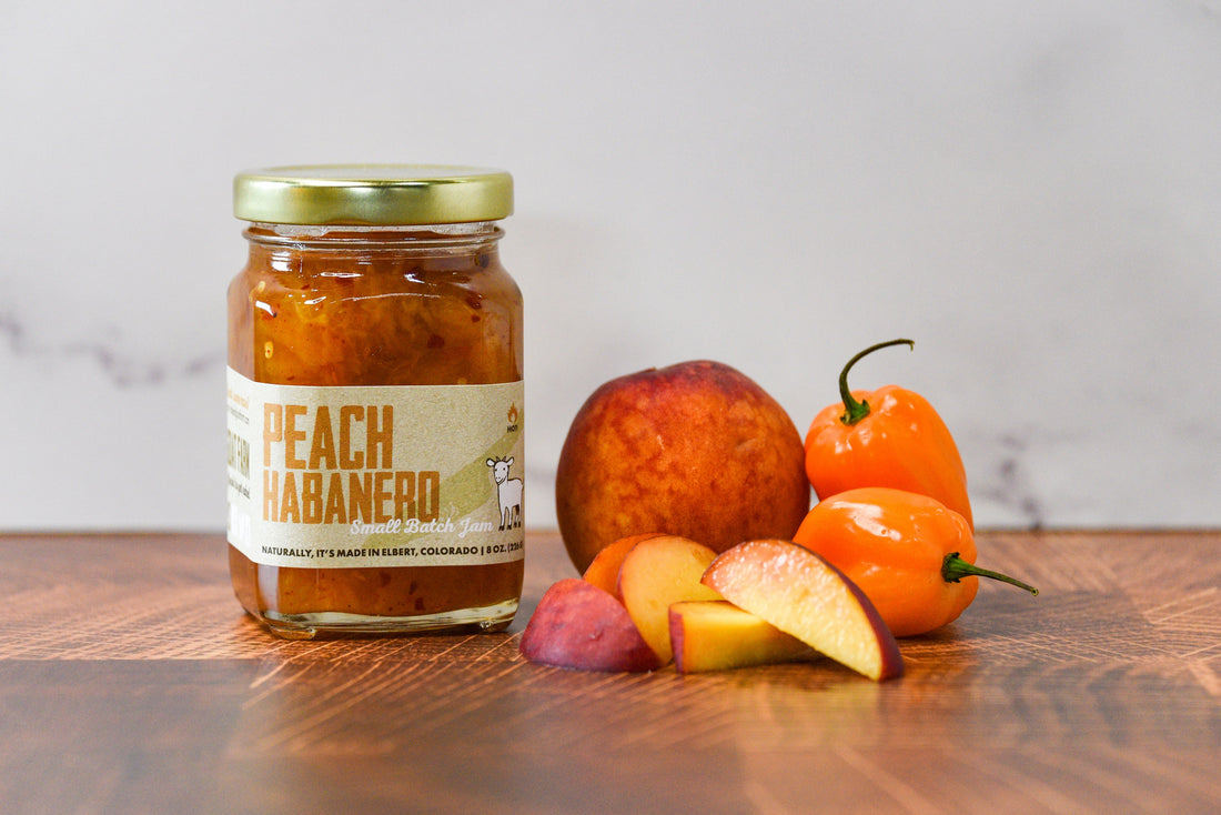 Naked Goat Farm Peach Habanero Jam with Fresh Peaches and Habanero Peppers