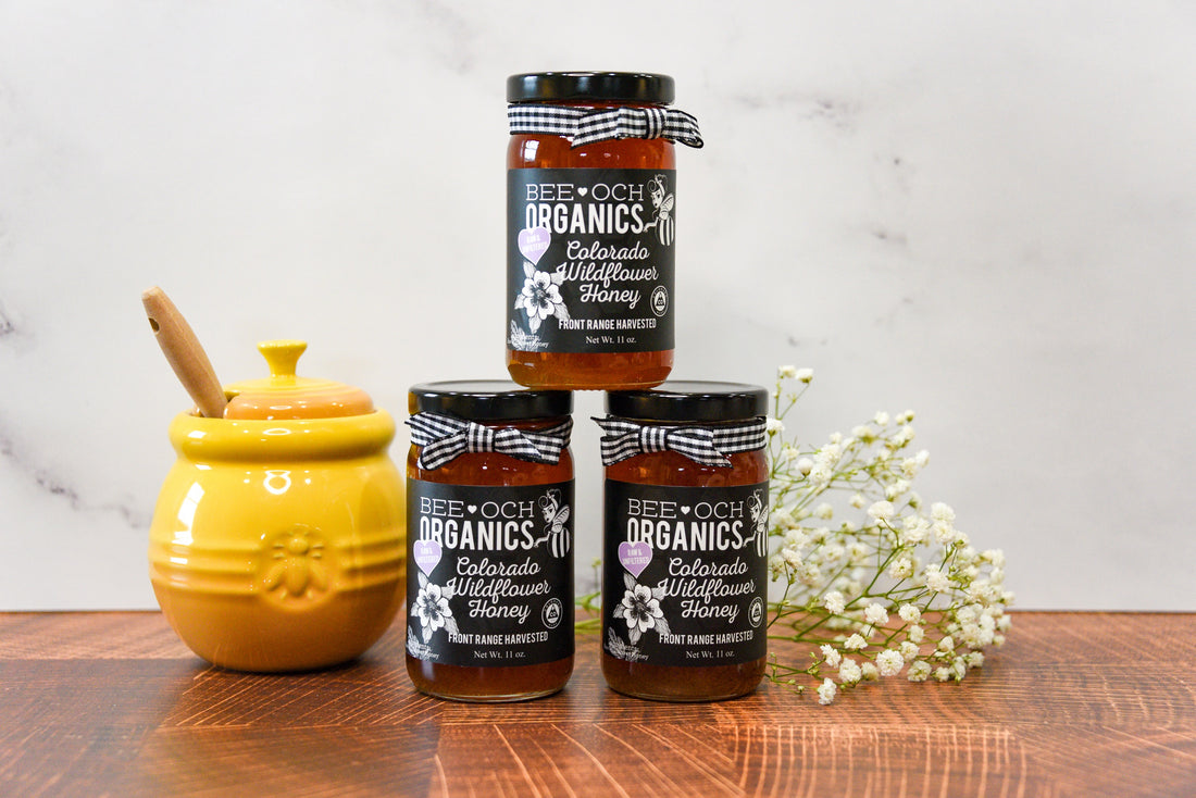BEE-OCH Organics Colorado Wildflower Honey with Honey Pot