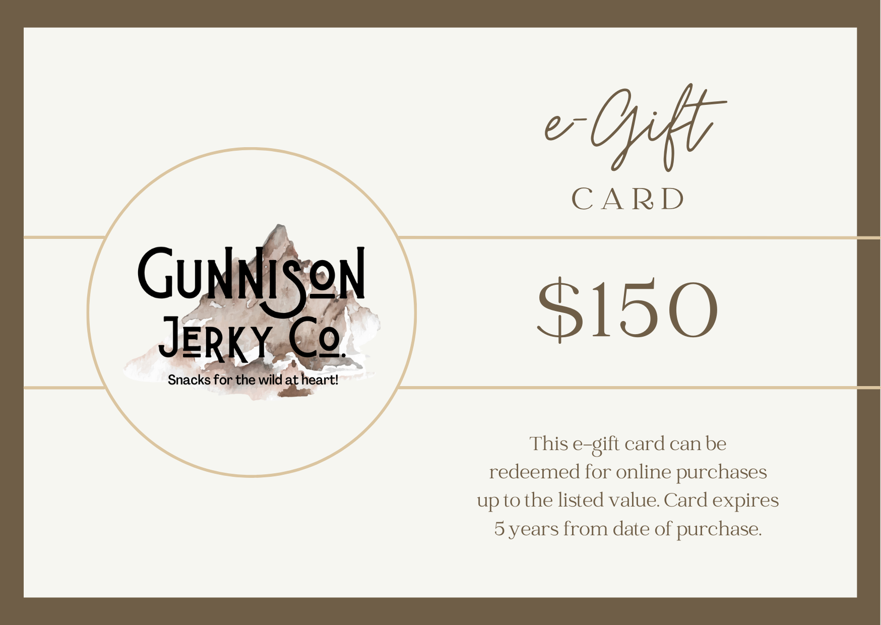 Gunnison Jerky Co. $150 e-Gift Card