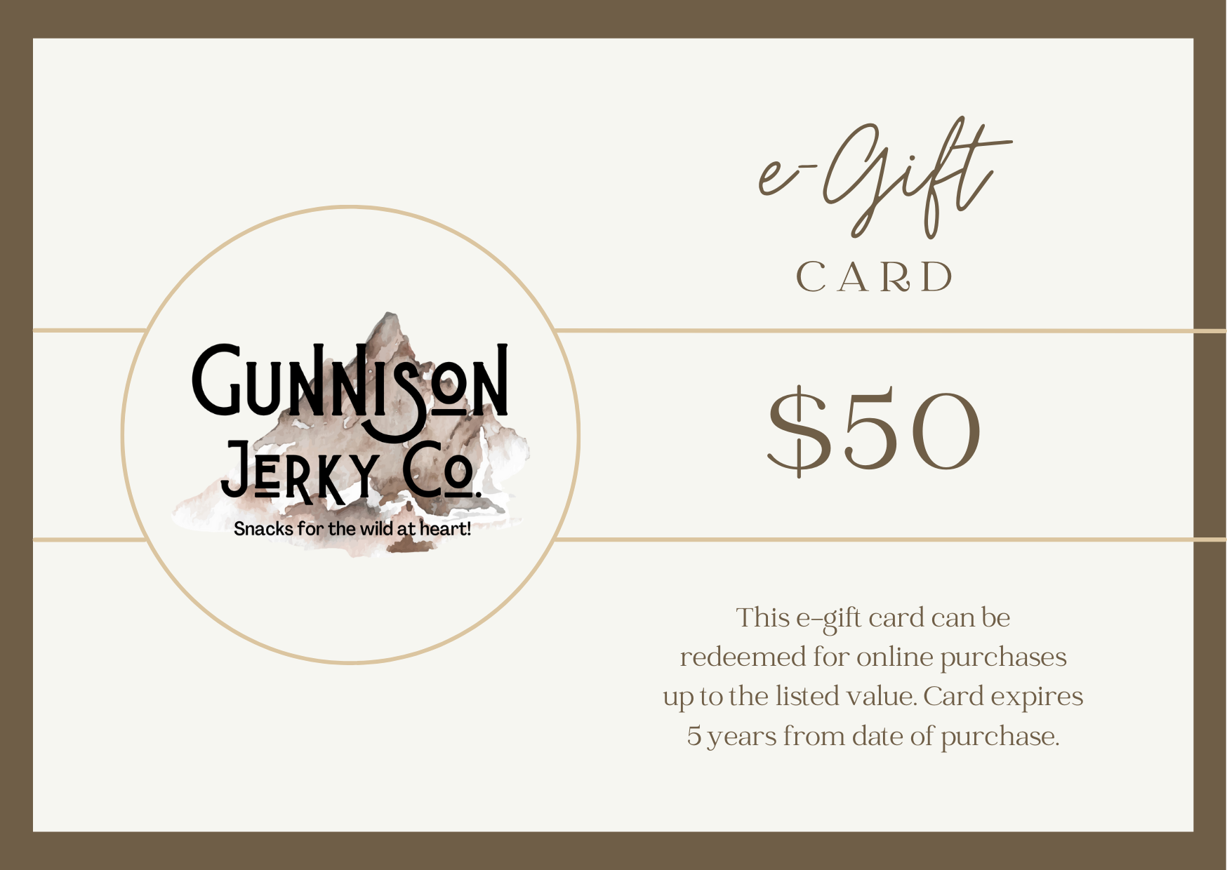 Gunnison Jerky Co. $50 e-Gift Card