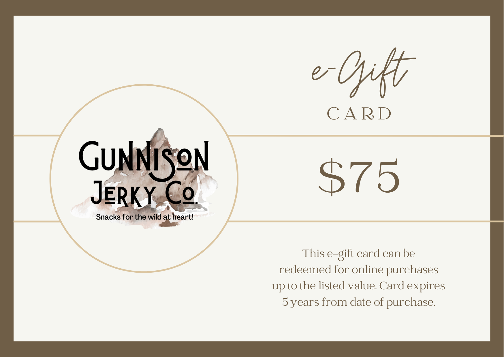 Gunnison Jerky Co. $75 e-Gift Card