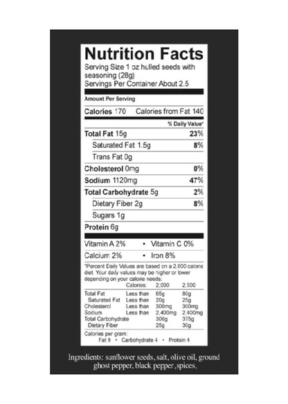 Inhale BBQ Ghost Pepper Sunflower Seeds Nutrition Facts