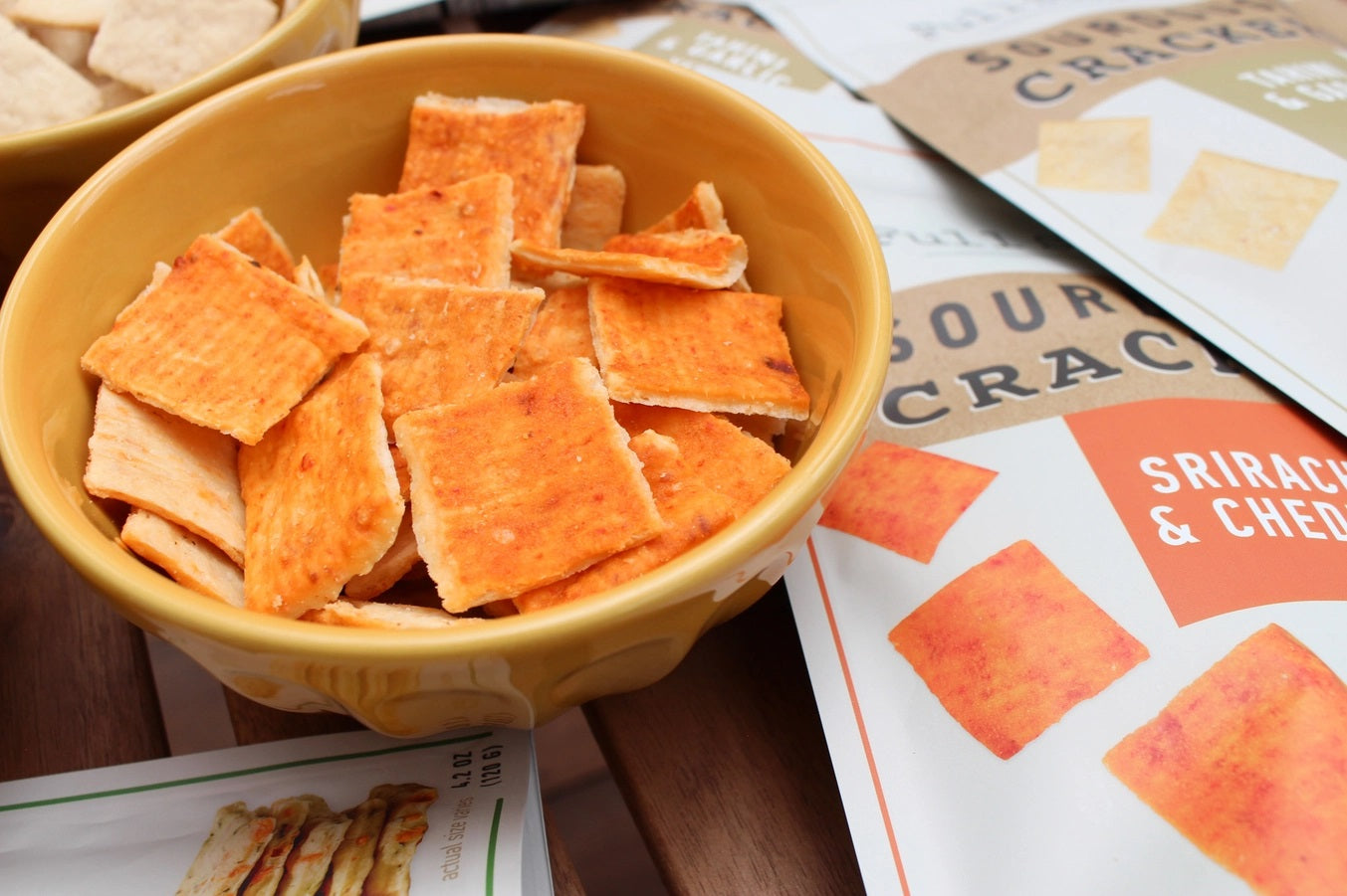 Sriracha &amp; Cheddar Sourdough Crackers