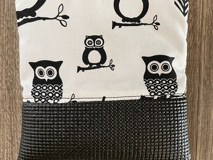 Stella Black Cross Body Purse - Owl Print Fabric