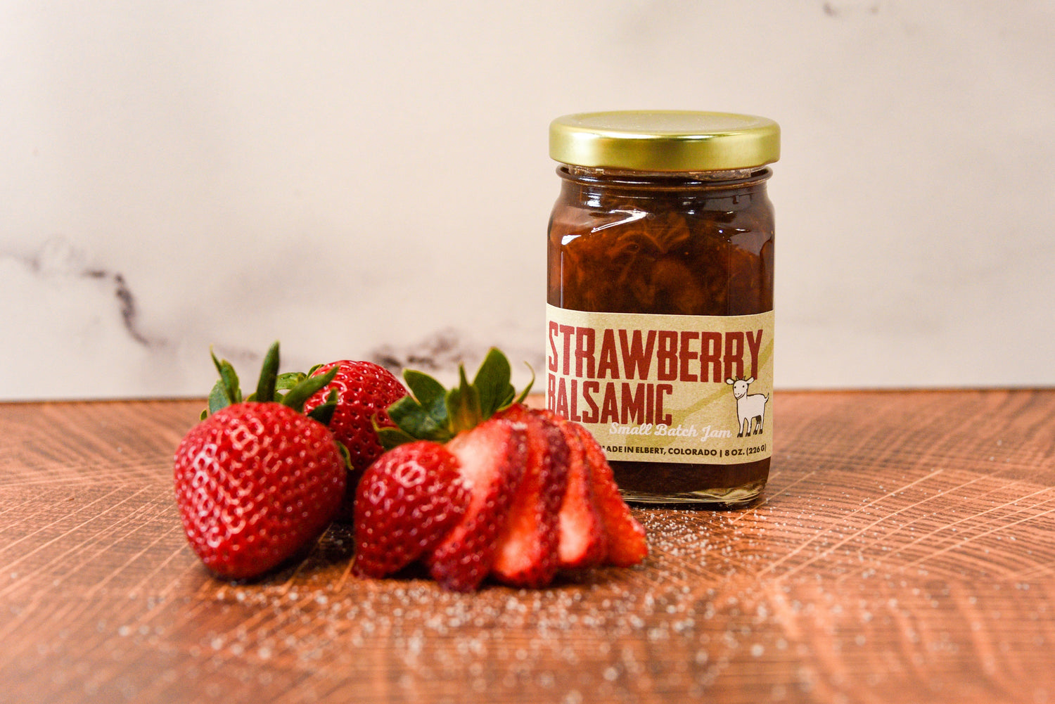 Naked Goat Farm Strawberry Balsamic Jam with Fresh Strawberries