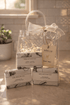 Gift set of Noelle Botanicals soap bars with a clear bag on a countertop.