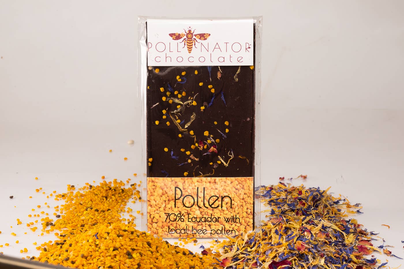 70% Dark Chocolate Bar with Bee Pollen &amp; Edible Flowers