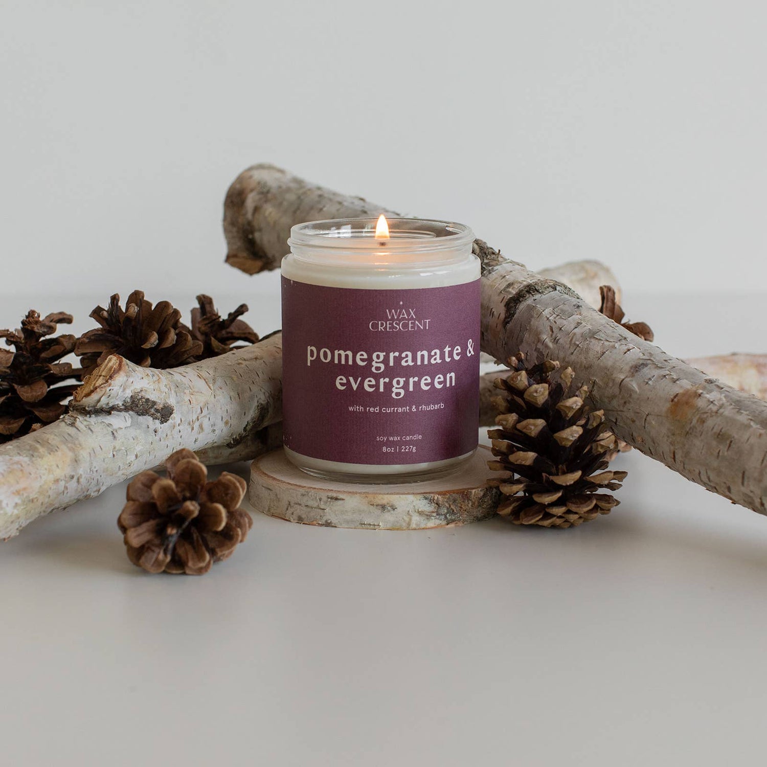 Pomegranate &amp; Evergreen Soy Wax Candle