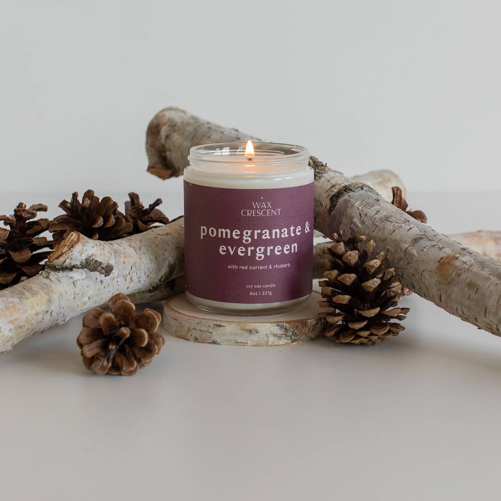 Pomegranate &amp; Evergreen Soy Wax Candle