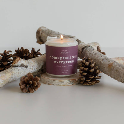 Pomegranate &amp; Evergreen Soy Wax Candle