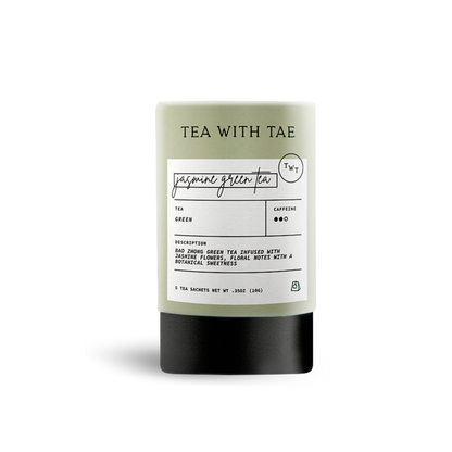 Tea package with label on a white background