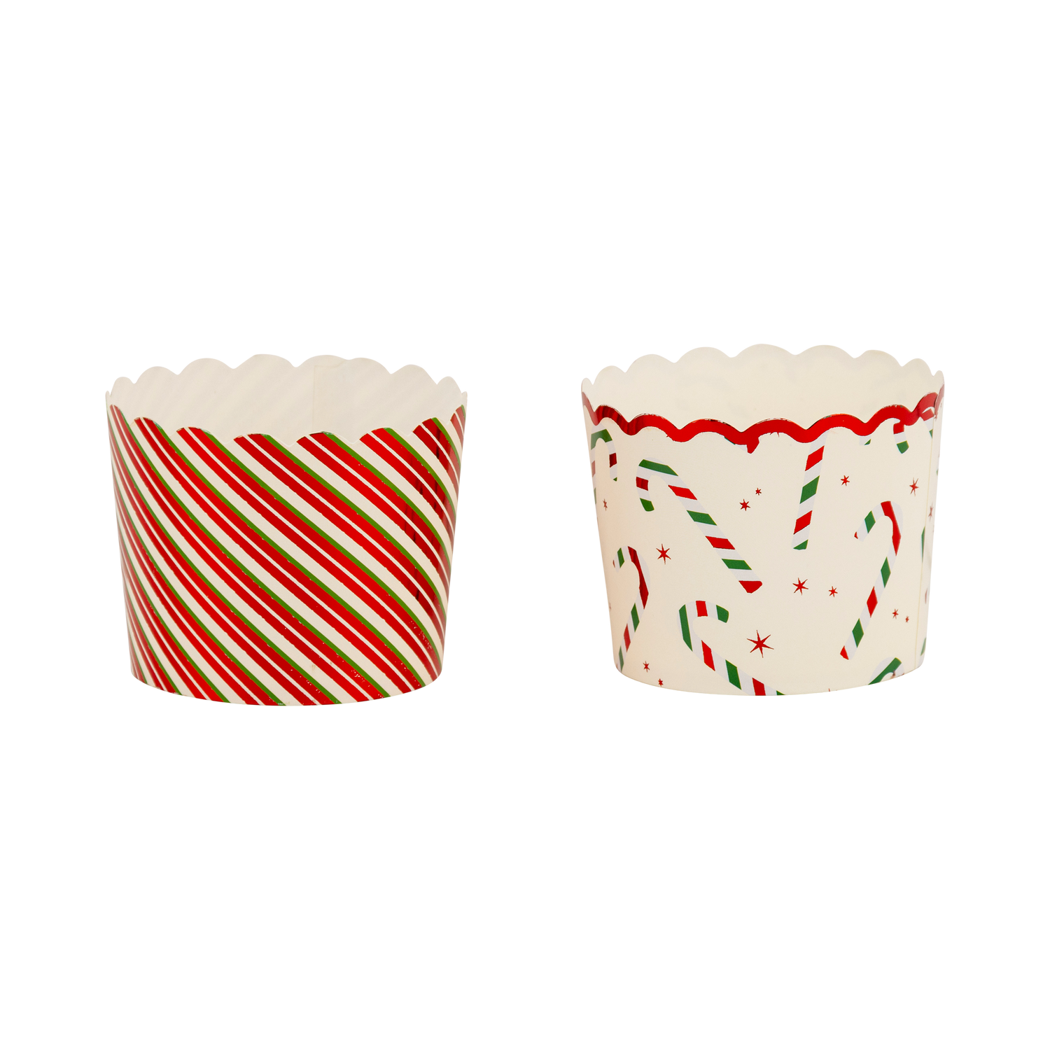 Red Foil Candy Stripes Baking Cups