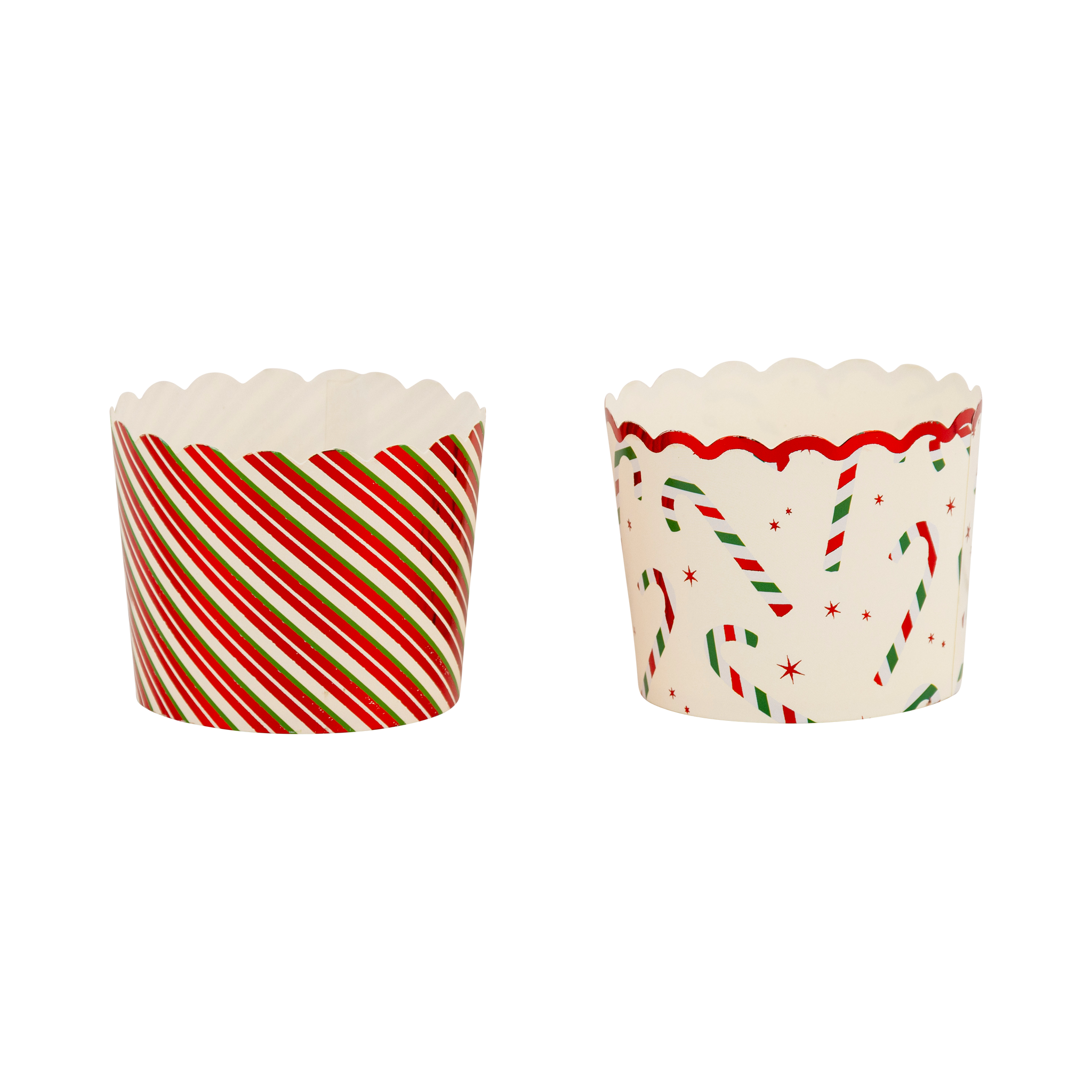 Red Foil Candy Stripes Baking Cups