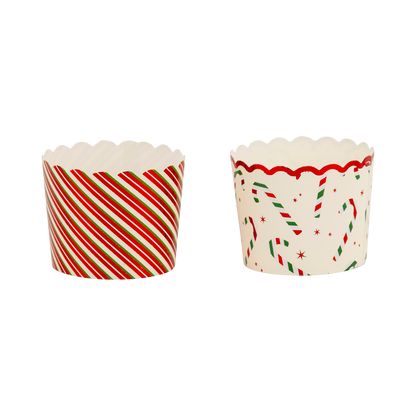 Red Foil Candy Stripes Baking Cups