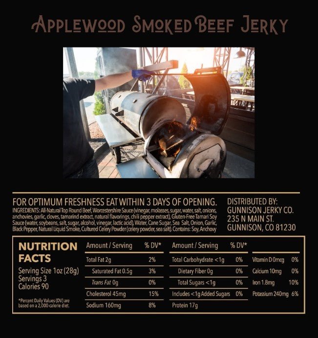 Gunnison Jerky Co. Applewood Smoked Beef Jerky Nutrition Facts