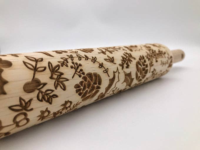Christmas Pinecones &amp; Mistletoe Rolling Pin