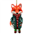 Fox ornament wearing a sweater on a white background