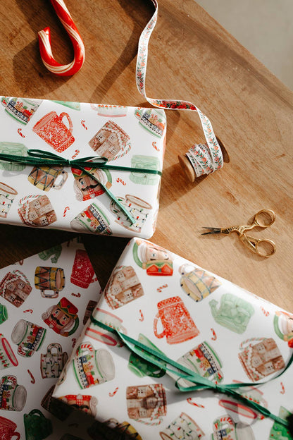 Gift Wrap Roll - Holiday Christmas Mugs