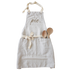 A light beige linen apron with &