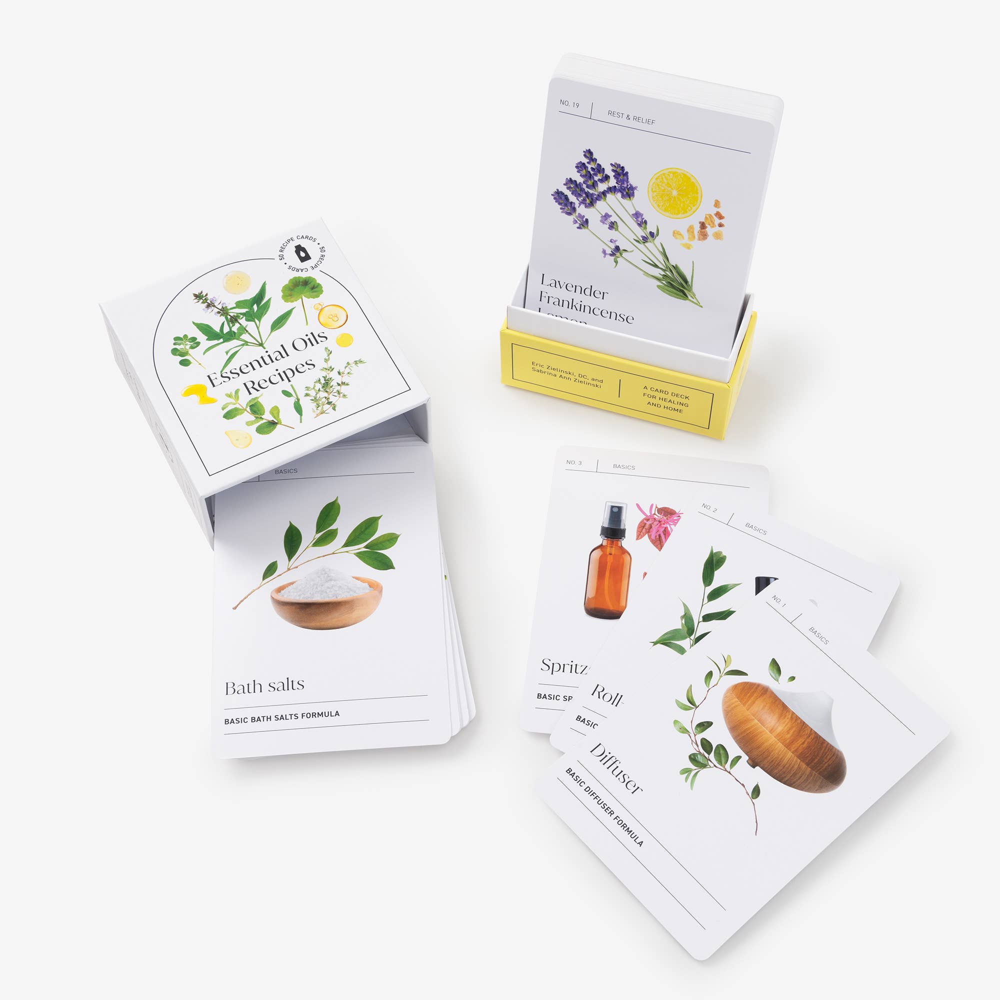 Herbal-themed product packaging with botanical illustrations on a white background