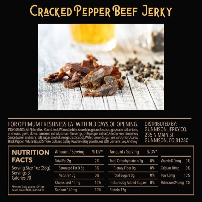 Gunnison Jerky Co Cracked Pepper Beef Jerky Nutrition Facts