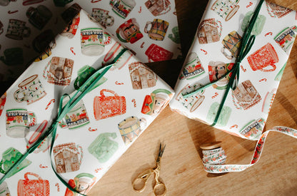 Gift Wrap Roll - Holiday Christmas Mugs