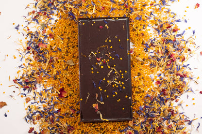 70% Dark Chocolate Bar with Bee Pollen &amp; Edible Flowers