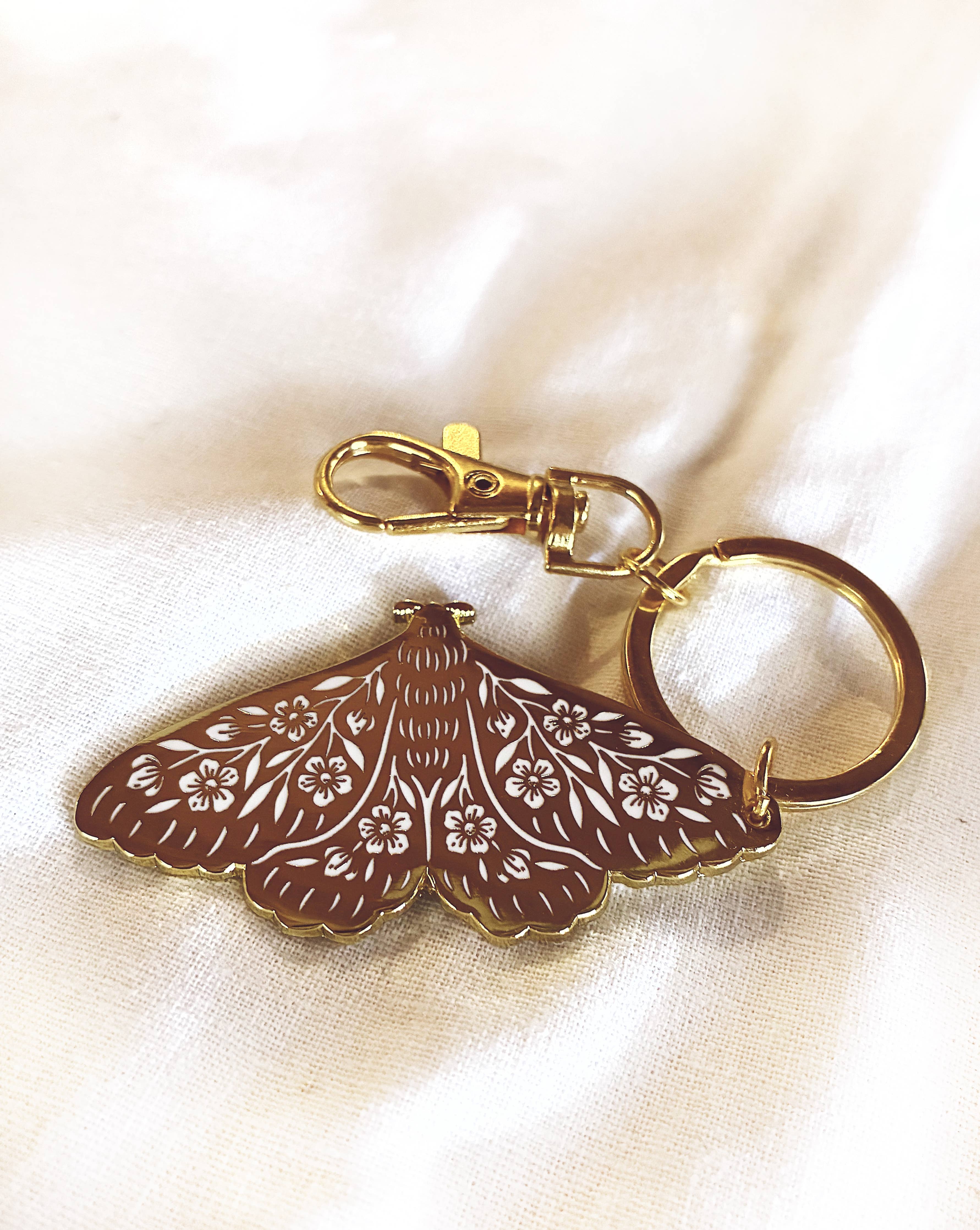 Floral Moth Keychain