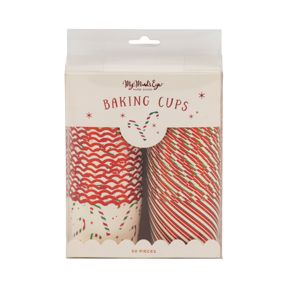 Red Foil Candy Stripes Baking Cups