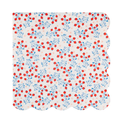 Floral patterned paper napkin on a white background