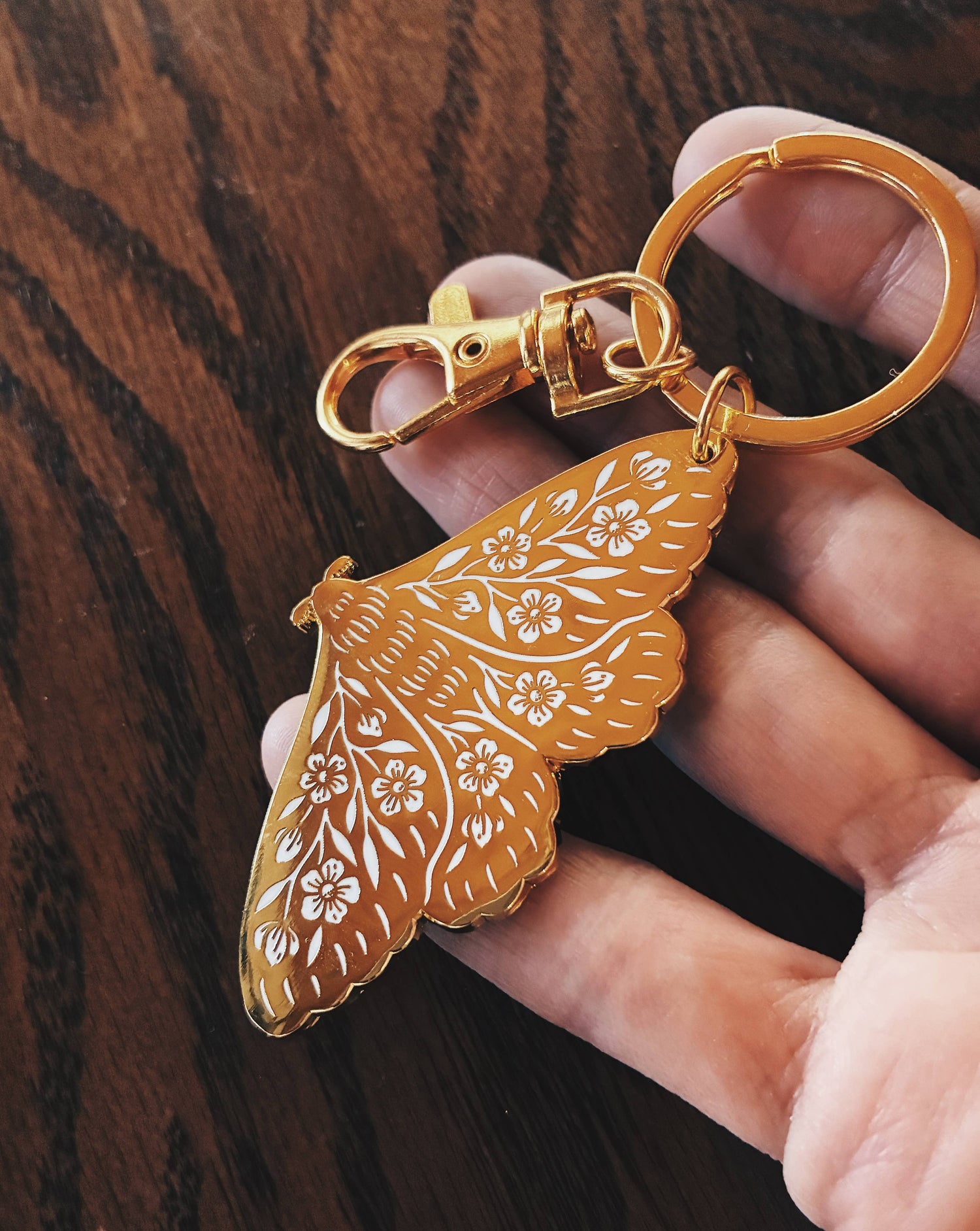 Floral Moth Keychain