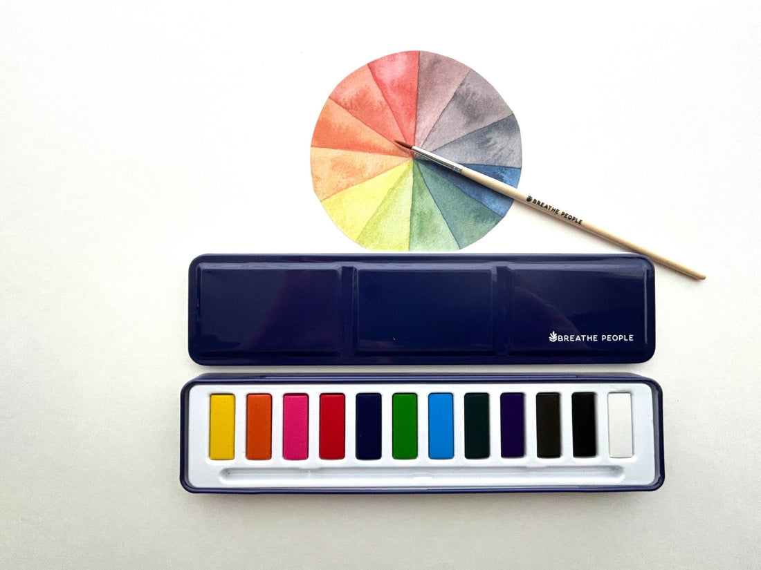 Watercolor Set (12 Artist Grade Colors + Wood Paintbrush)
