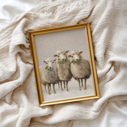 Three Winter Sheep Art Print