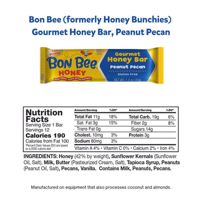 Bon Bee Gourmet Honey Bar, Peanut Pecan