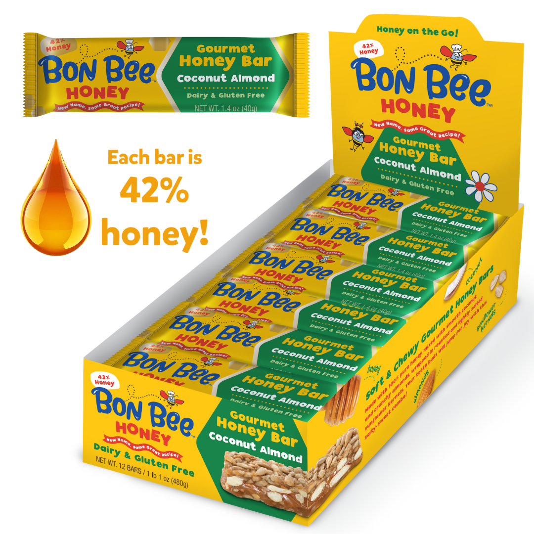 Bon Bee Gourmet Honey Bar, Coconut Almond